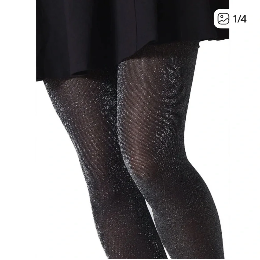 NWT Rebecca Minkoff 2 Pair Glitter Black Opaque Tights S/M